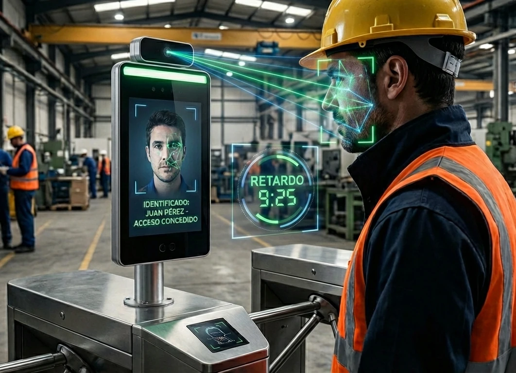 Biometría industrial sin contacto con detección de temperatura