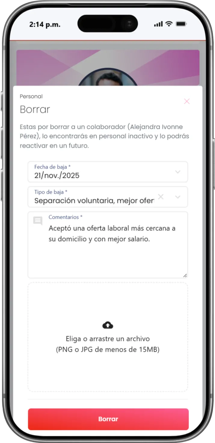 Bajas y reingresos con trazabilidad
