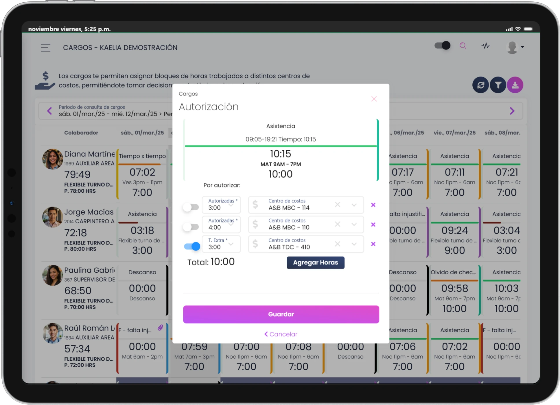Costeo de horas por proyecto y evento en hotelería